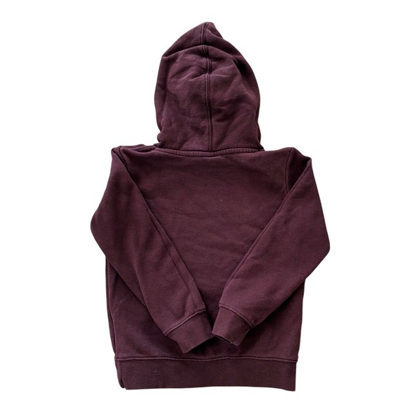 Nike Kids Pullover Hoodie Burgundy Maroon White Logo Fleece Size 7 6-7YRS - Picture 3 of 4